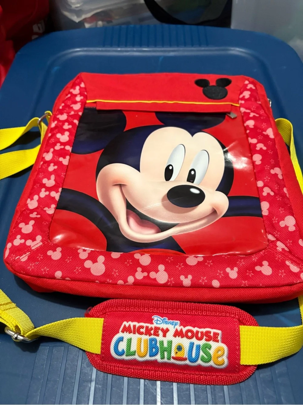 Disney Red Mickey Mouse Kids Shoulder Bag with Yellow Strap